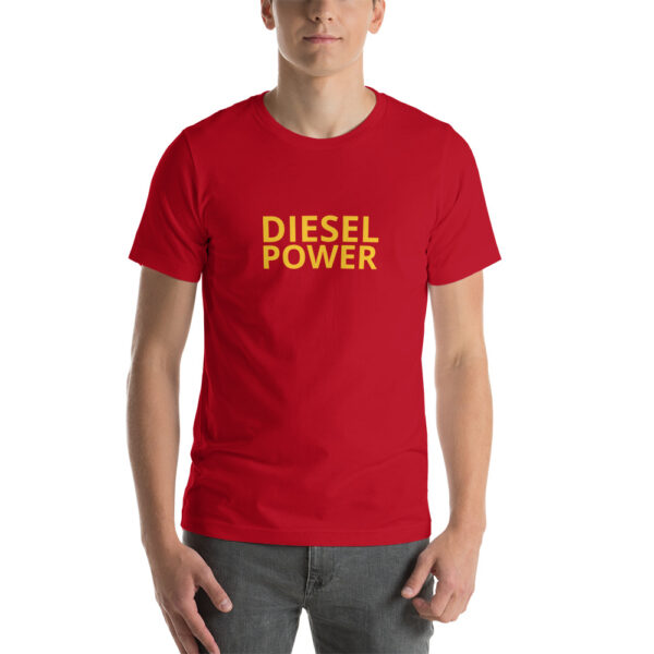 unisex staple t shirt red front 630b39fbb7822 Maglietta frase "DIESEL POWER"