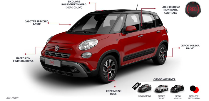 esterno fiat 500l red