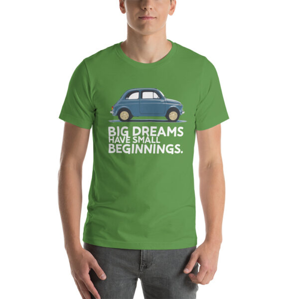unisex staple t shirt leaf front 630b44a411562 Maglietta auto vintage "Big Dreams have small beginnings"